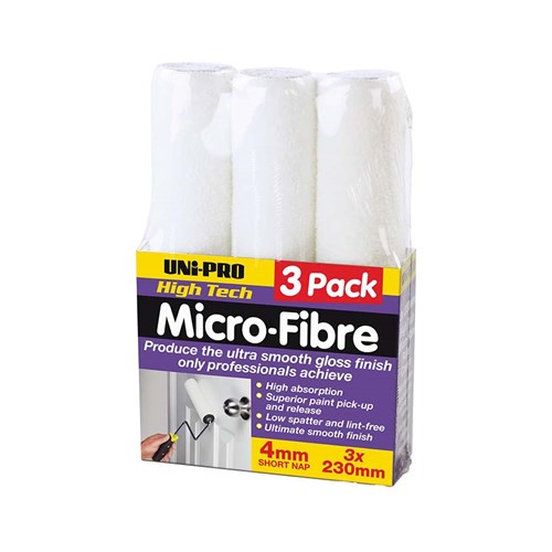 Uni-Pro Microfibre Roller Cover 4mm x 230mm 3 Pack 
